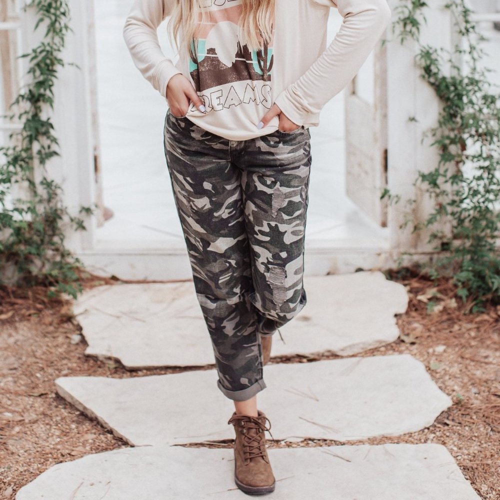 CLEARANCE Wilder Camo High Rise Boyfriend Jeans - Picture 3 of 8